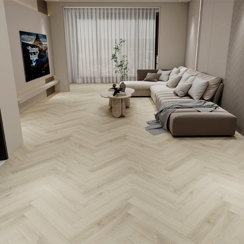 Laminaatvloeren in visgraatstijl voor de woonkamer